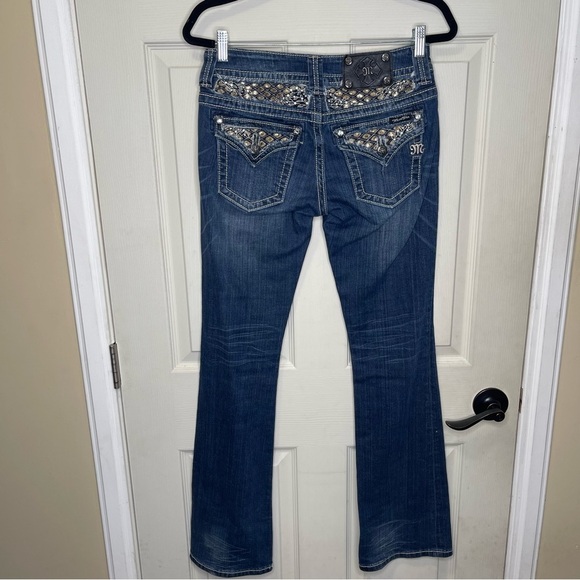 Miss Me Shine On Boot JP5645B Flap Pockets Embellished Jeans Sz 27 - Picture 8 of 8